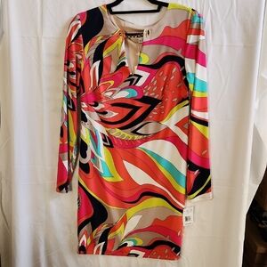 Trina Turk Pucci-esque Shift Dress. Size 6. Striking Mod 70's Pattern. NEW
